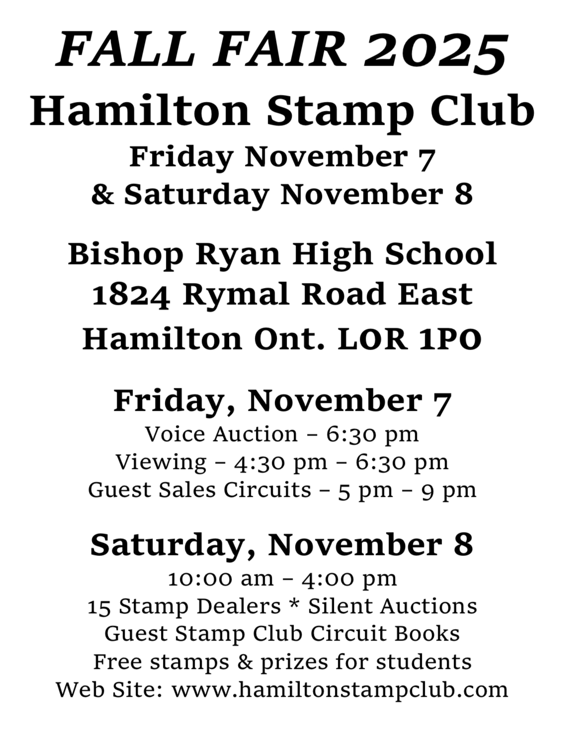 Fall Show Dates: Nov 7-8